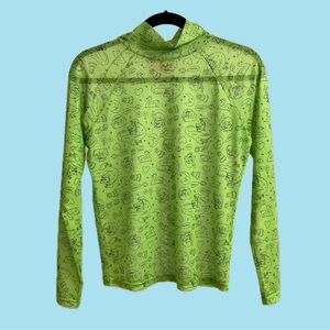 Tuesday of California Green Patterned Mesh Top